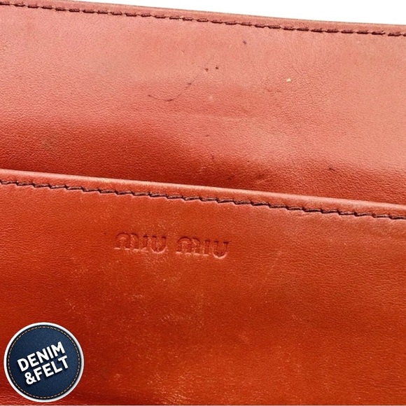 MIU MIU Vintage Camel Brown Leather Crocodile Embossed Clasp Long Wallet 🤎 - Picture 9 of 12